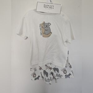 Badgley Mischka Kids White Tee and Animal Shorts Set